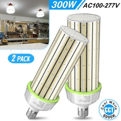 2Pack 300W-45000LM LED Corn Light Bulb Warehouse Shop Parking Lot Shoebox Lights