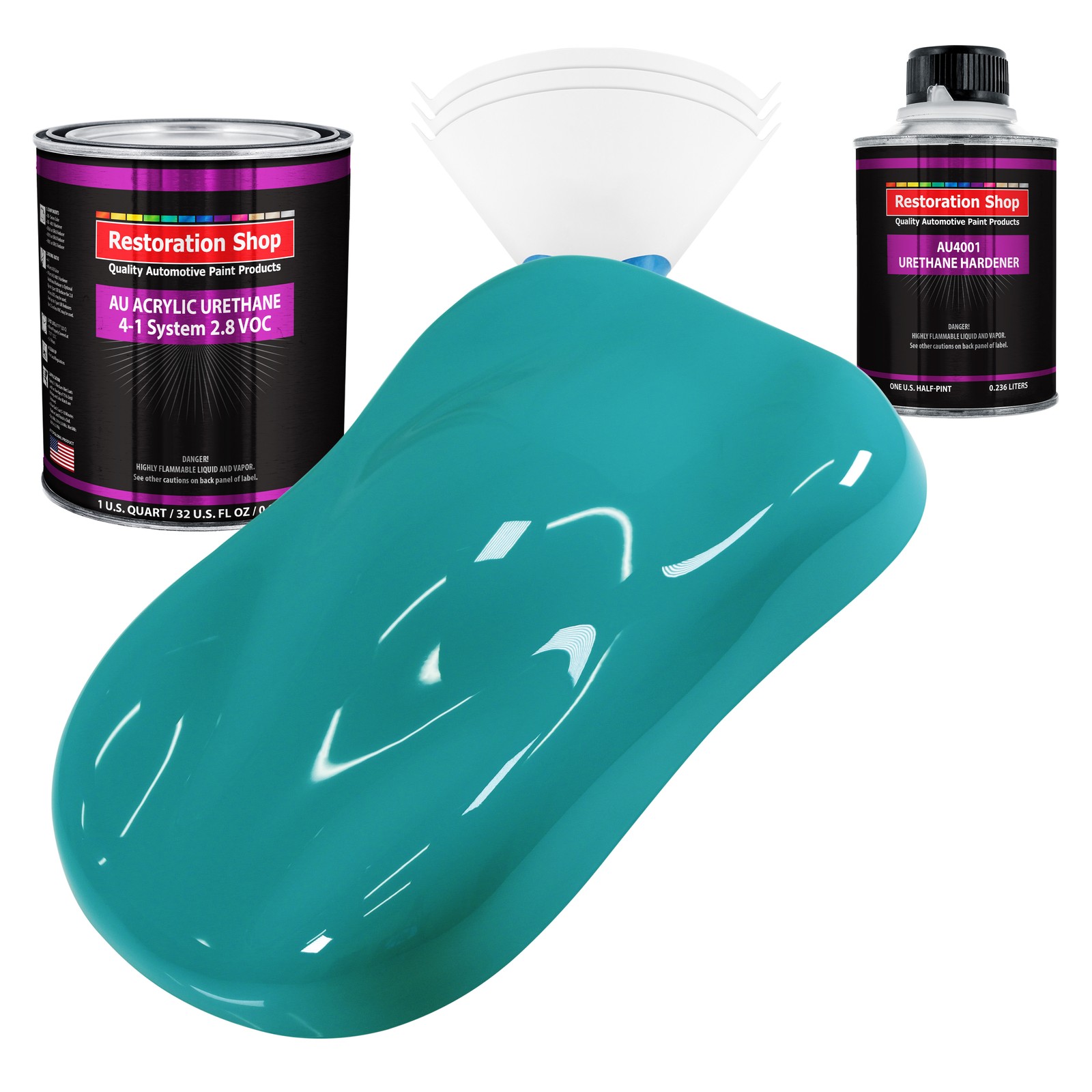Restoration Shop Bright Racing Aqua Acrylic Urethane Auto Paint Quart Kit