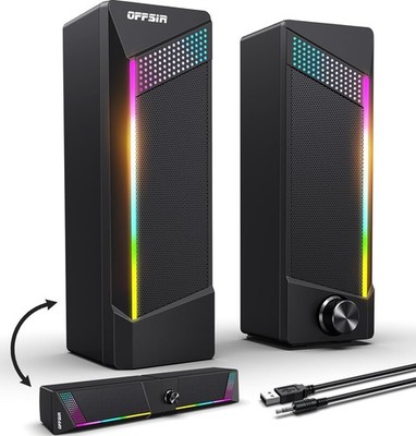 OFFSIR Computer Lautsprecher, 2 in 1 PC Lautsprecher, Gaming Lautsprecher für 1er Pack, schwarz