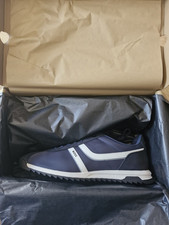 Image of BOSS Zayn Low nymi Logo Faux Suede Low Top Trainers Dark Blue Men's Size 10