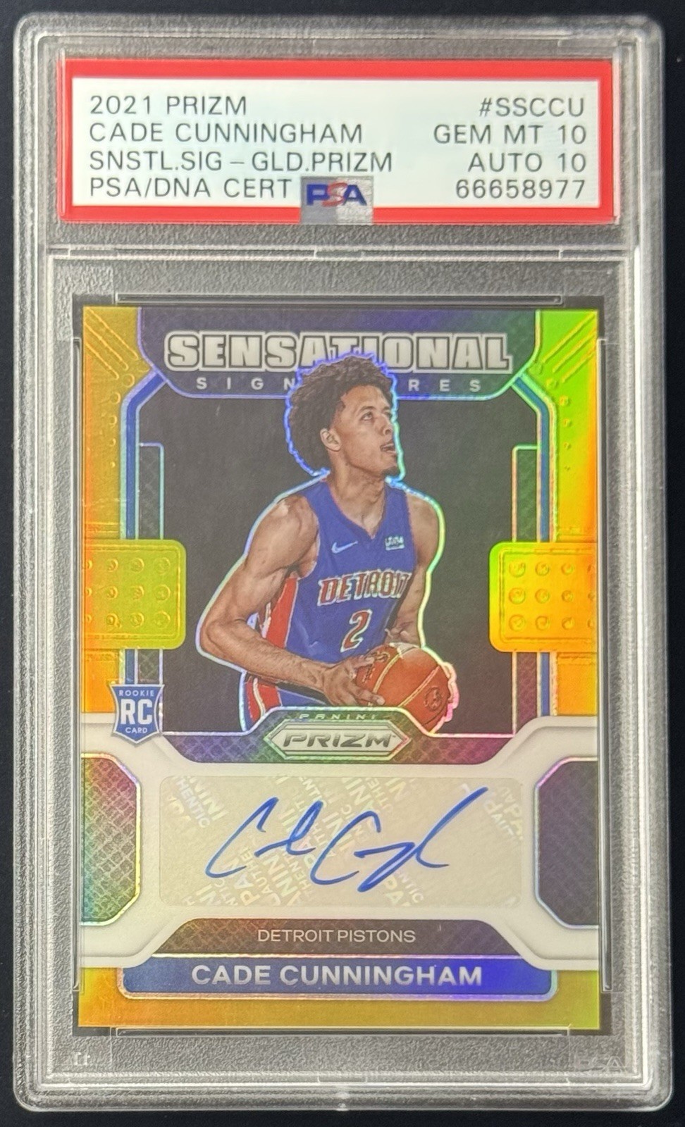 Cade Cunningham RC /10 PSA 10 Auto 10 Gold Prizm Sensation Signature Rookie 2021