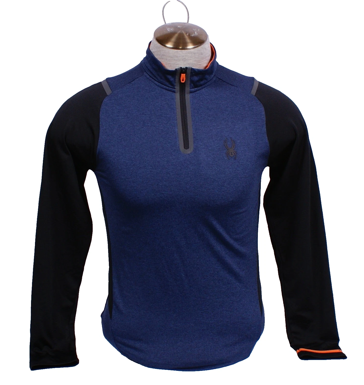 Spyder Men's M Blue 1/4 Zip Long Sleeve Pullover Shirt ProWeb Stretch Quick Dry