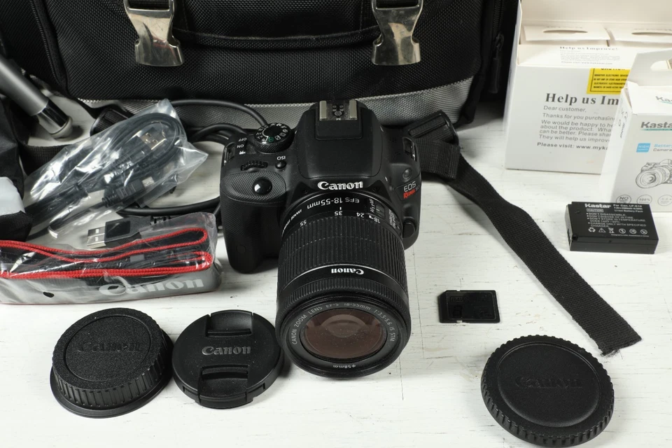 Canon EOS Rebel SL1 Camera Outfit EF-S 18-55 f 3.5-5.6 lens, extra batts,   case - Image 2 of 4