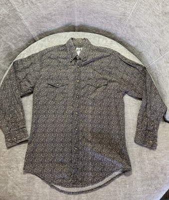 Express Rider Men s Western Shirt Long Sleeve Button Up Floral Brown Size M