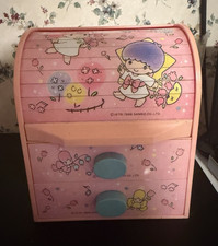 Rare Vintage Sanrio Little Twin Stars Desk Storage Box Roll Top Case Drawer 1988