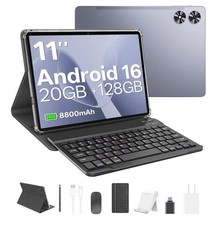 2025 Android 16 Tablet with Keyboard, 20GB 128GB 11 Inch Octa-Core 2-in-1 Tablet