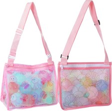 2 Pack Seashell Mesh Bags W/ Zipper Shell Bag Sand Toys Mesh Bag Toys Beach Must