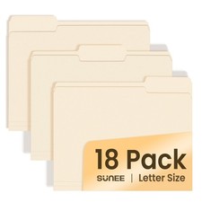 File Folders, 18 Pack Manilla Folders 8.5 x 11, 1/3 Cut Tab for Easy Labeling