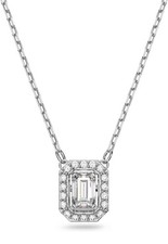Swarovski Millenia Blue Octagon Cut Pendant Rhodium Plated Necklace
