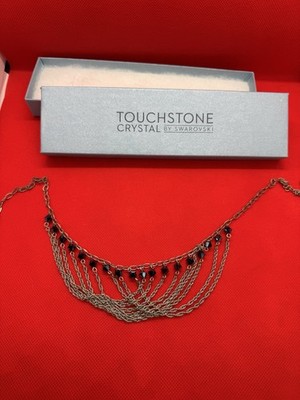 Touchstone Crystal by Swarovski Beautiful Blue Crystals SilverTone Necklace 18 
