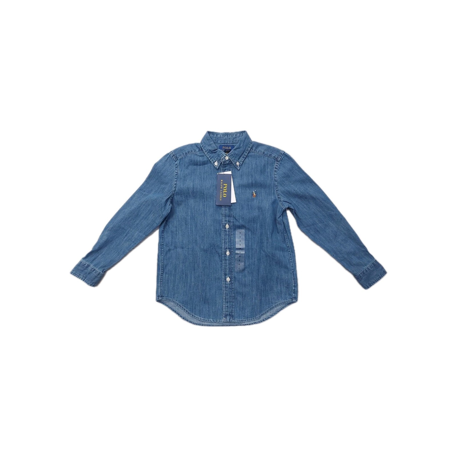 RRP£75 Ralph Lauren NWT Boys Logo Embroidered Denim smart shirt Size 6 years
