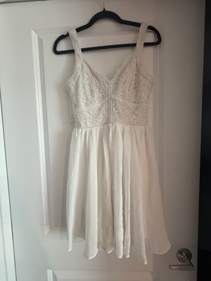 Francesca's White Lace Fit & Flare Sleeveless Dress Sweetheart Neckline Size S