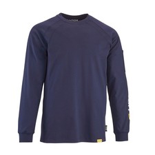 Klutch Flame-Resistant Long-Sleeve T-Shirt, Navy, Small, CAT 2 FR Shirt, ATPV