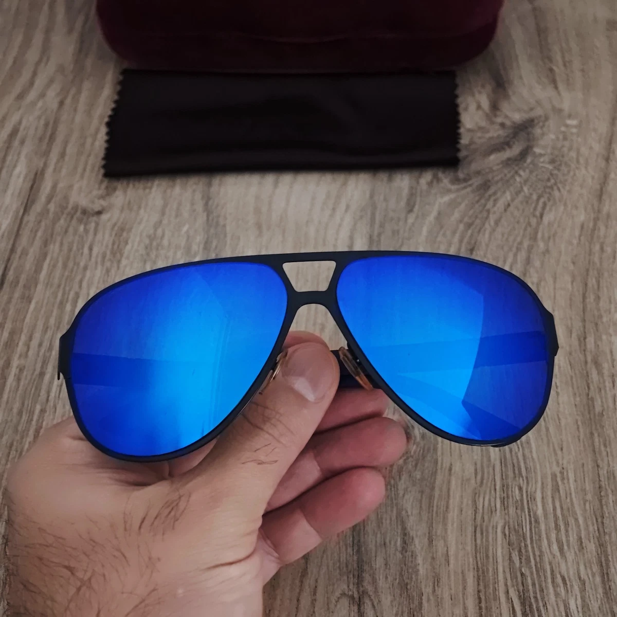 GUCCI GG 2252/S Blue Mirror Aviator Sunglasses Made in Italy