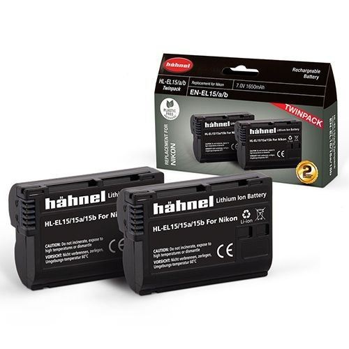 Hahnel HL-EL15 Twin Pack Replacement Li-ion Battery for Nikon EN-EL15/a/b