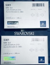 Swarovski 5328 8mm Amatista Clara AB 2X Cuentas Austriacas 288 Paquetes Sellados