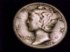 1924-S  Mercury Dime, Very Good Grade.