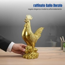 Decorazione Gallo in Ottone, Gallo Zodiacale, Figura Ricchezza Casa Ufficio
