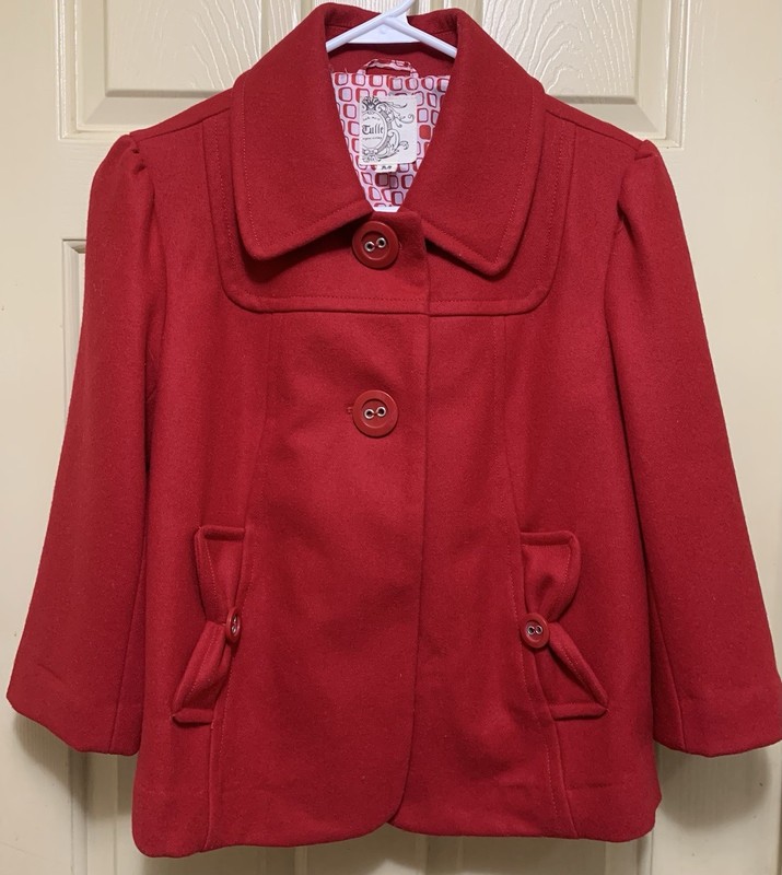 Tulle Red Wool Blend Jacket Blazer M Anthropologie  Button Front