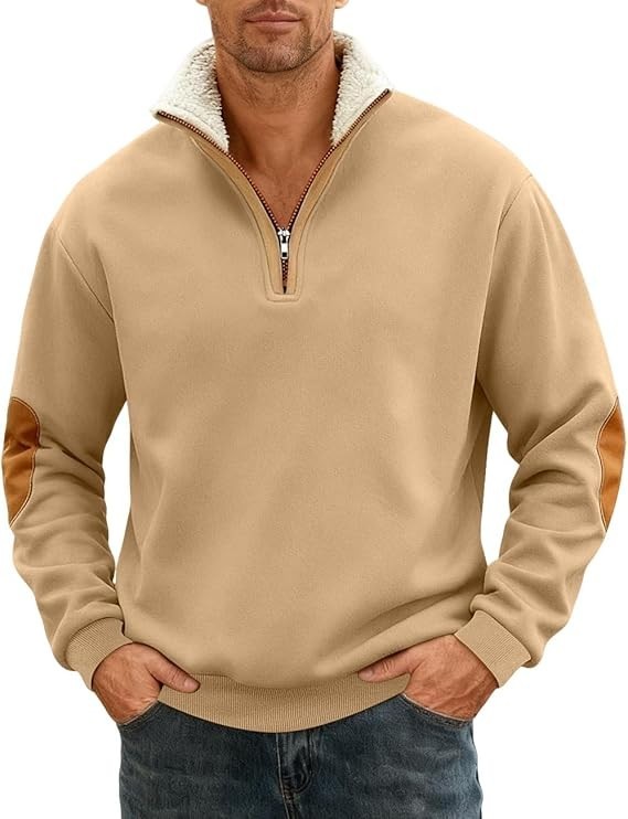 *NEW*-Mens Fleece Sweatshirt,Vintage Quarter Zip Pullover Casual Long Sleeve,XXL