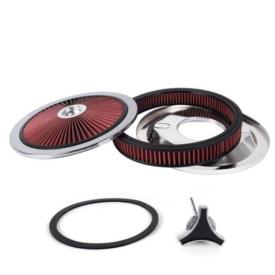 Red Chrome Air Cleaner with Washable Filter, 14 x 2 Inch, Round Shape, Universal