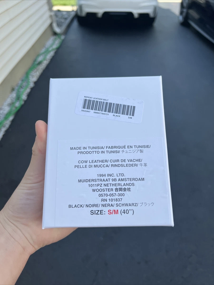 Supreme Repeat Leather Belt Black Size S/M SS22 BRAND NEW IN HAND