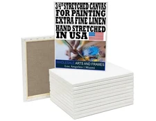 0.75" Extra Fine Linen Artist Stretched Canvas. Many Sizes USA Made. on SALE NOW