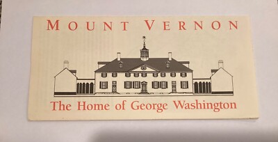 Mount Vernon Home of George Washington Map Brochure Guide N6