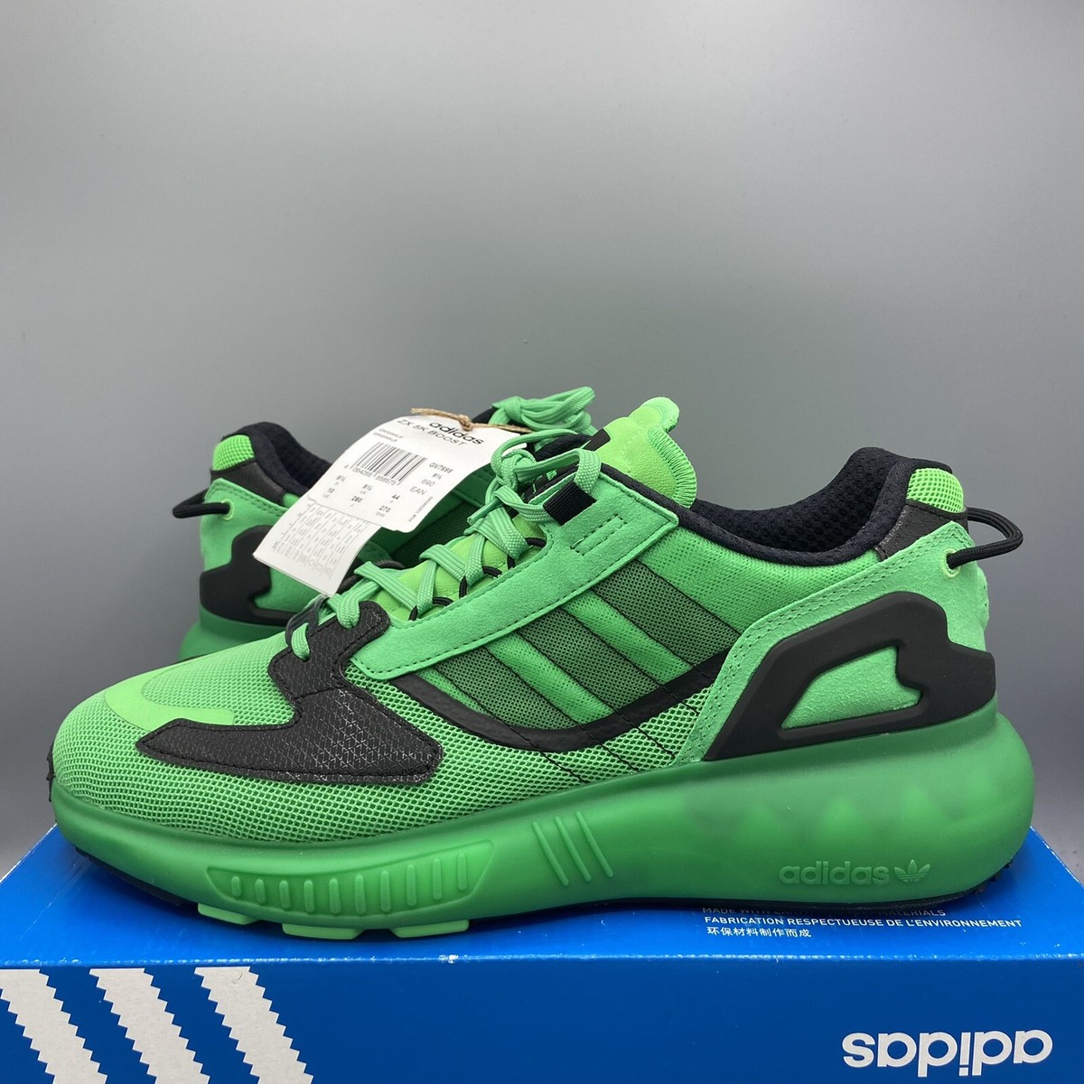Adidas ZX 5K Boost Screaming Green Black Chunky Shoes
