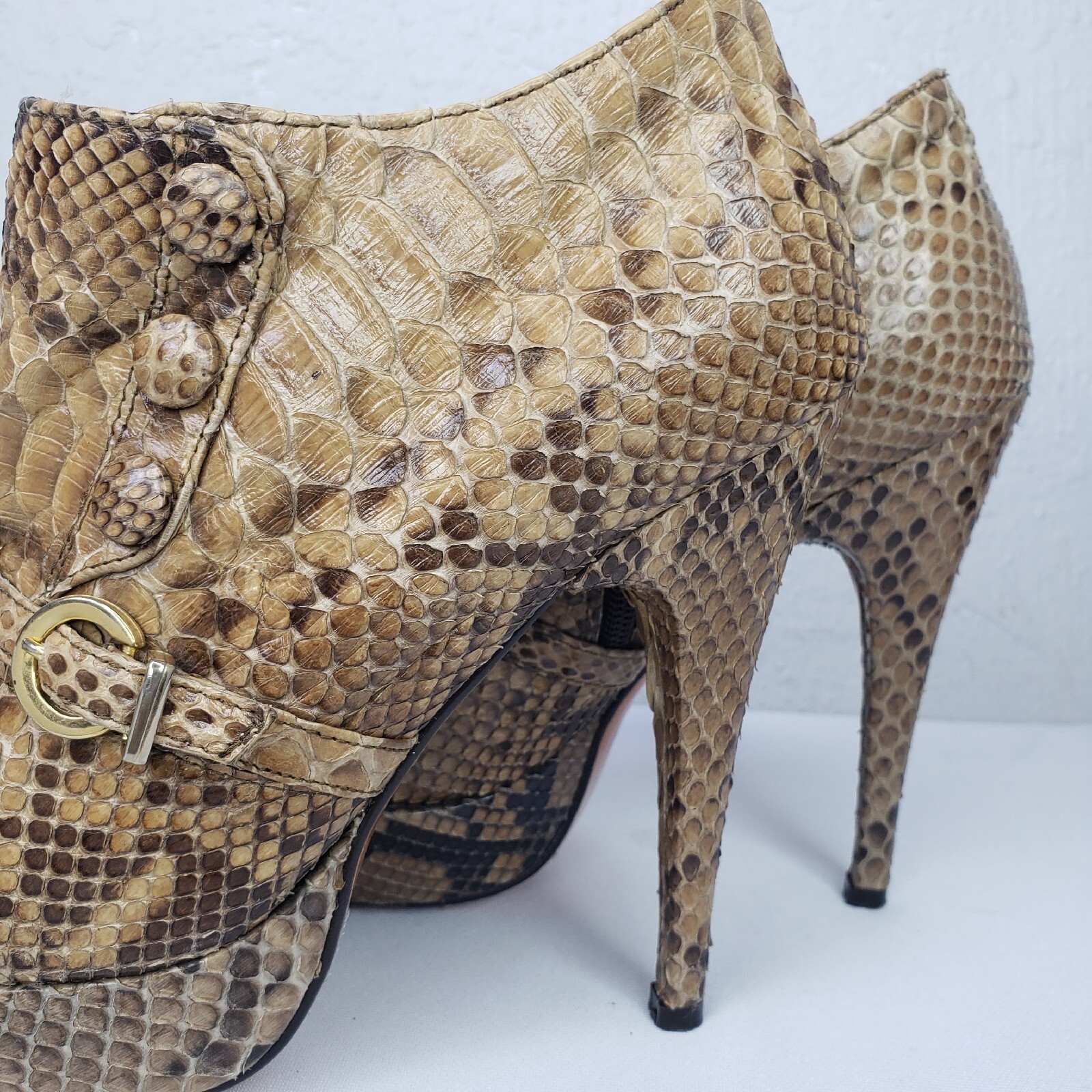 Riviere Ankle Platform Python Snake Leather High … - image 6