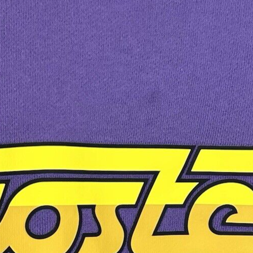 Lacoste Live Sweatshirt Mens XXL Crew Neck Purple Yellow Retro Signature Read - Picture 9 of 9