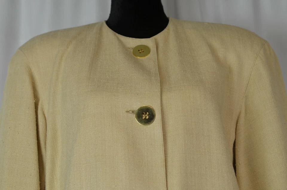 Traje Falda Mujer Gianfranco Ferre Talla 44 Italia Seda Tostado Futurista 8 US Carrera Foto 2 de 4