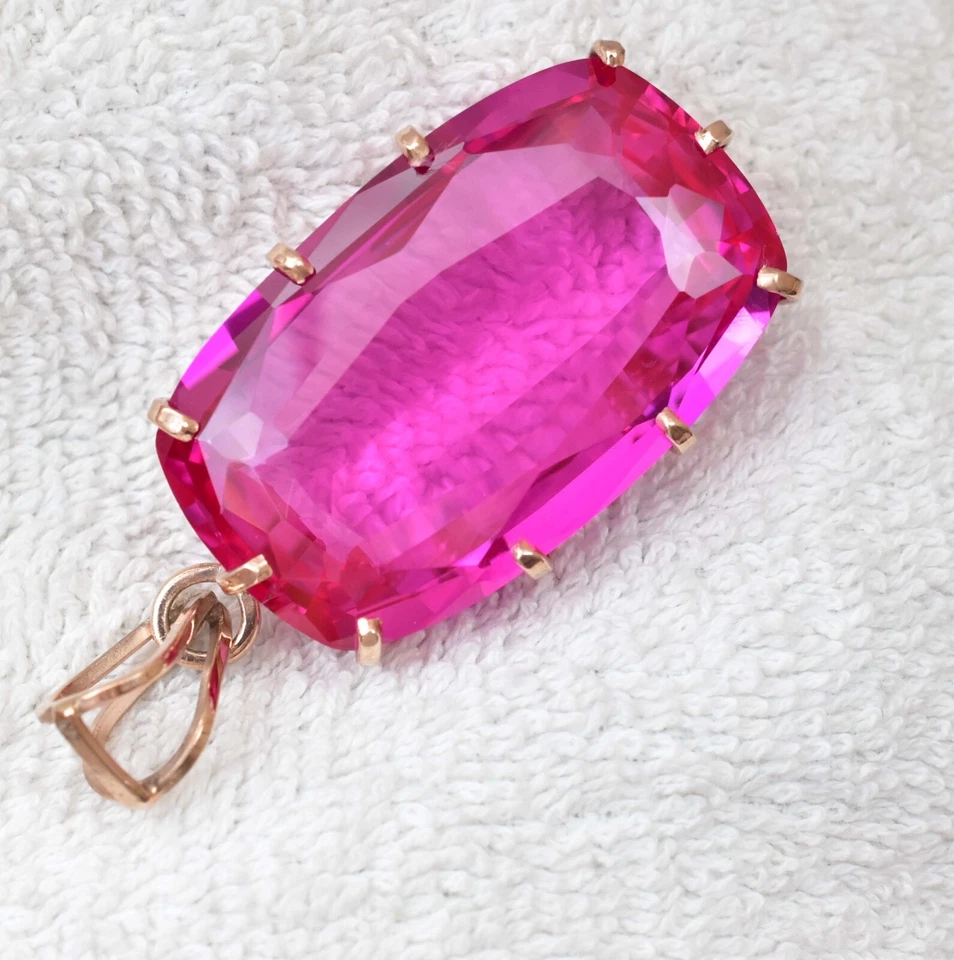 Naturel Mogok Rose Rubis Coussin 925 Pendentif Argent Massif Certifié - Gigantic - Photo 2/4