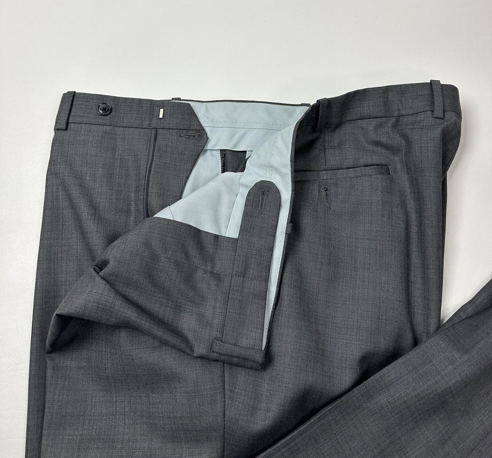 #199 Peter Millar Solid Gray Flat Front Trousers … - image 1