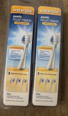 2 WATERPIK SONIC BRUSH HEADS TRIPLE SONIC - 3 HEADS EACH, 6 TOTAL