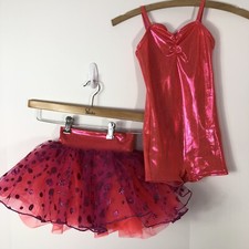 Curtain Call Girls Sz M 8 Leotard and Tutu Set Pink Sparkle Adjustable Straps