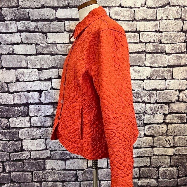 Chico's Orange Quilted Button Down Jacket Size La… - image 4