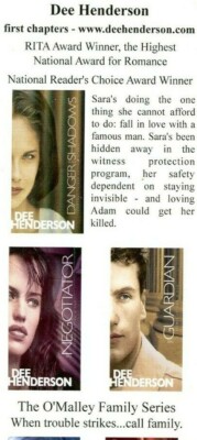 Dee Henderson Website Promotional Bookmark Danger Shadows Negotiator Guardian
