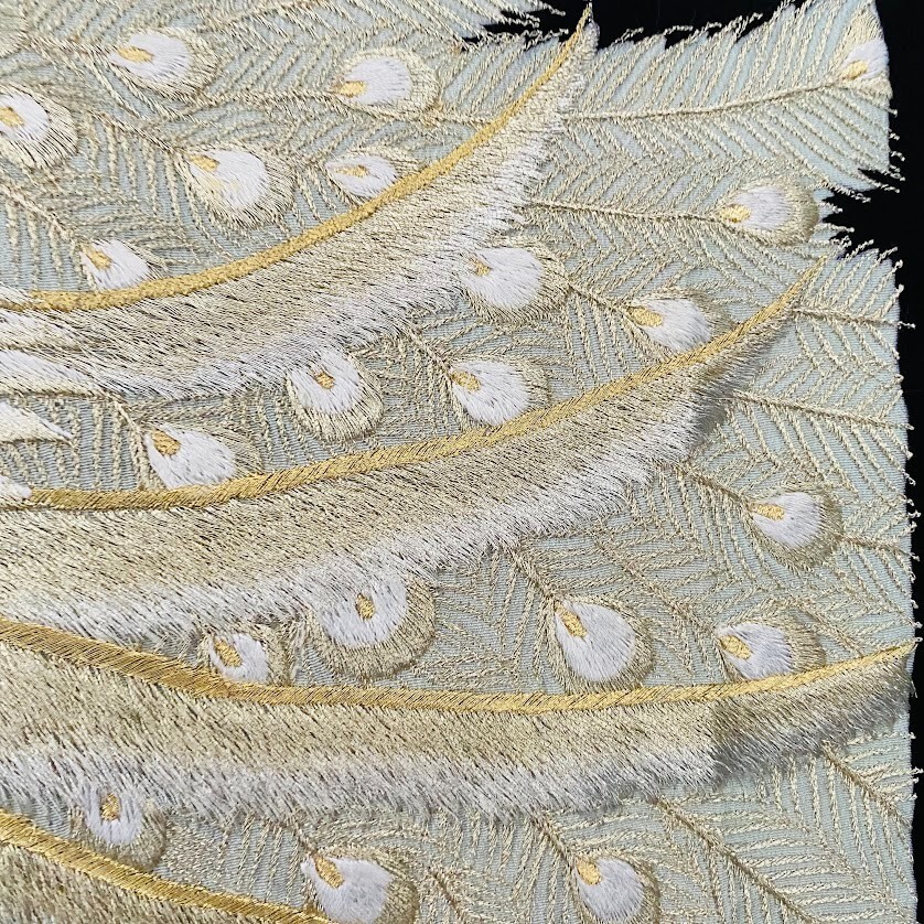 Feather #D 13.5x62 LONG Vintage Tomesode Black Silk Kimono Feather #D 13.5x62 LONG Vintage Tomesode Black Silk Kimono