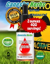 2 OUNCES! NASCENT IODINE 400 servings! ORGANIC &  MORE POTENT THAN DETOXADINE!!