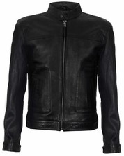 Men's Fitted Black Real Soft Genuine Leather Classic Collar Jacket