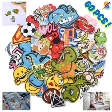 60Pcs Embroidered Patches Iron On Sew On Vintage Applique for Clothes Hats DIY