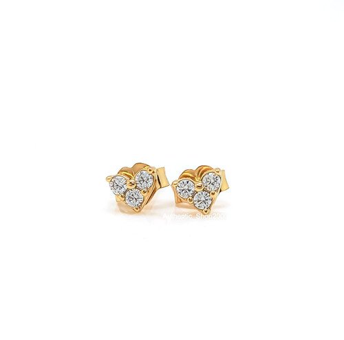 NEW 100% PANDORA Gold Triple Stone Heart Stud Earrings Necklace Gift Set B802561