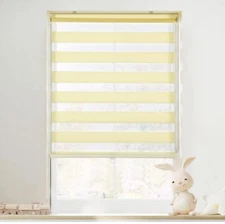 LazBlinds No Tools Drill Cordless Dual Later Zebra Roller Blinds 45x72 Inch 