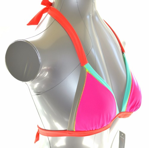 ABS Bikini Halter Top Triangle Swim Size 4 Colorblock Swimwear Swim Bikini Top - Picture 4 of 7