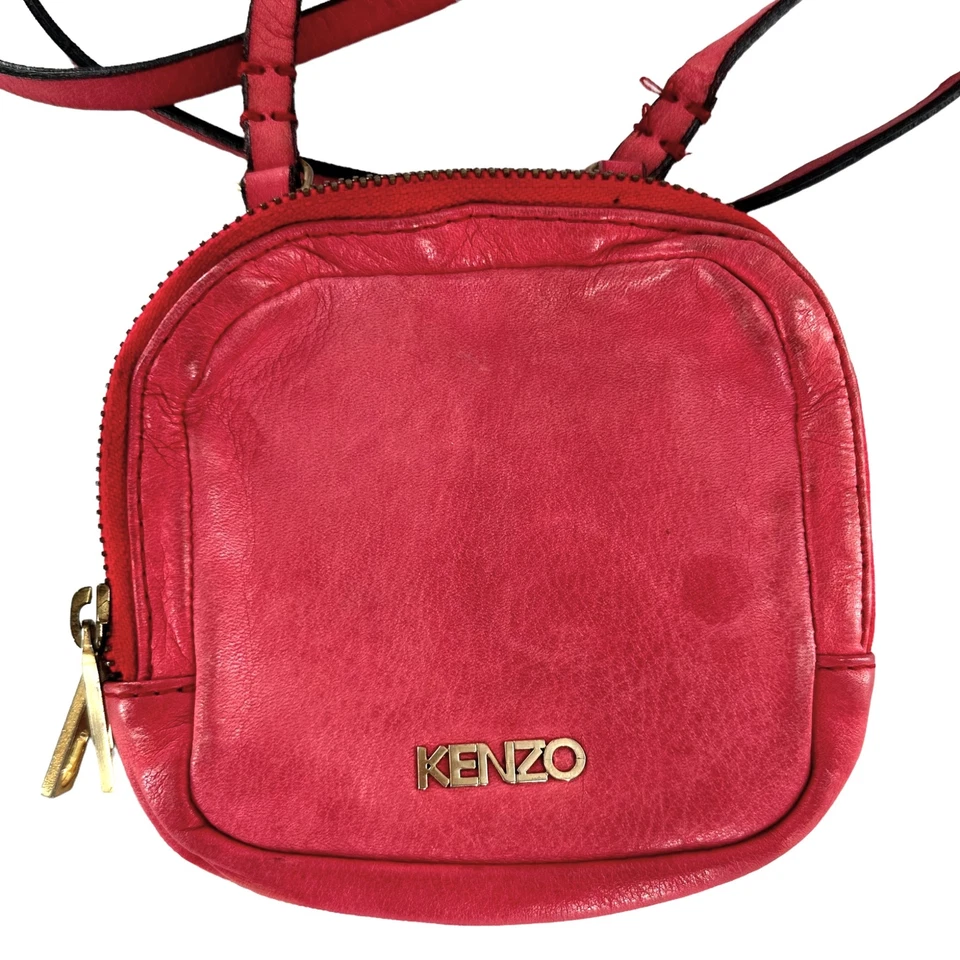 Kenzo Pink Leather Square Mini Crossbody Bag Purse - Image 2 of 4