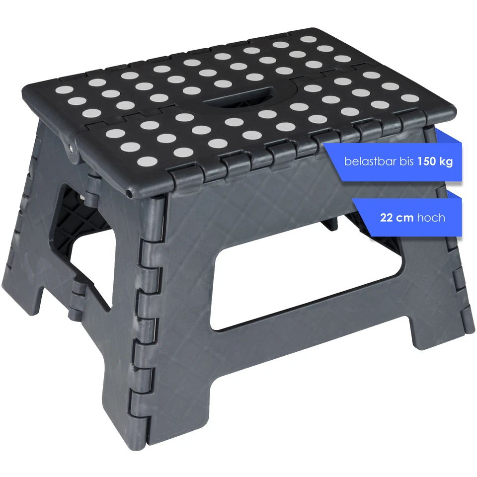 Deco4Me Klapp-Hocker faltbar, bis 150kg belastbar, 1 Stufe, Trittstufe klappbar - Bild 3 von 4