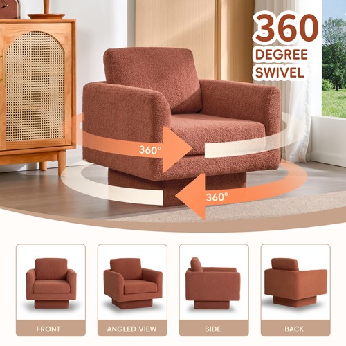 360° Modern Swivel Accent Chairs set of 2,30" W Teddy Sherpa Round Armchair,Thic - Picture 27 of 72