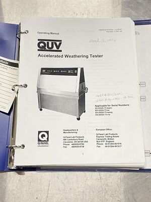 Q-Panel QUV Accelerated Weathering Tester- User Guide / Manual /Instruction Book