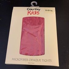 Country Kids - Hot Pink Microfiber Opaque Tights - Size 6-8 Years